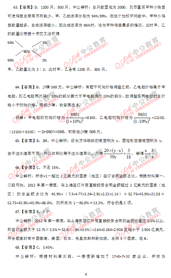 上海公務(wù)員考試行測(cè)答案